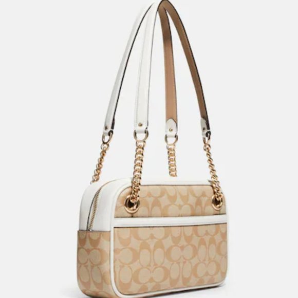 nwt COACH Cammie shoulder bag in signature canevas chalk and gold - Picture 4 of 4